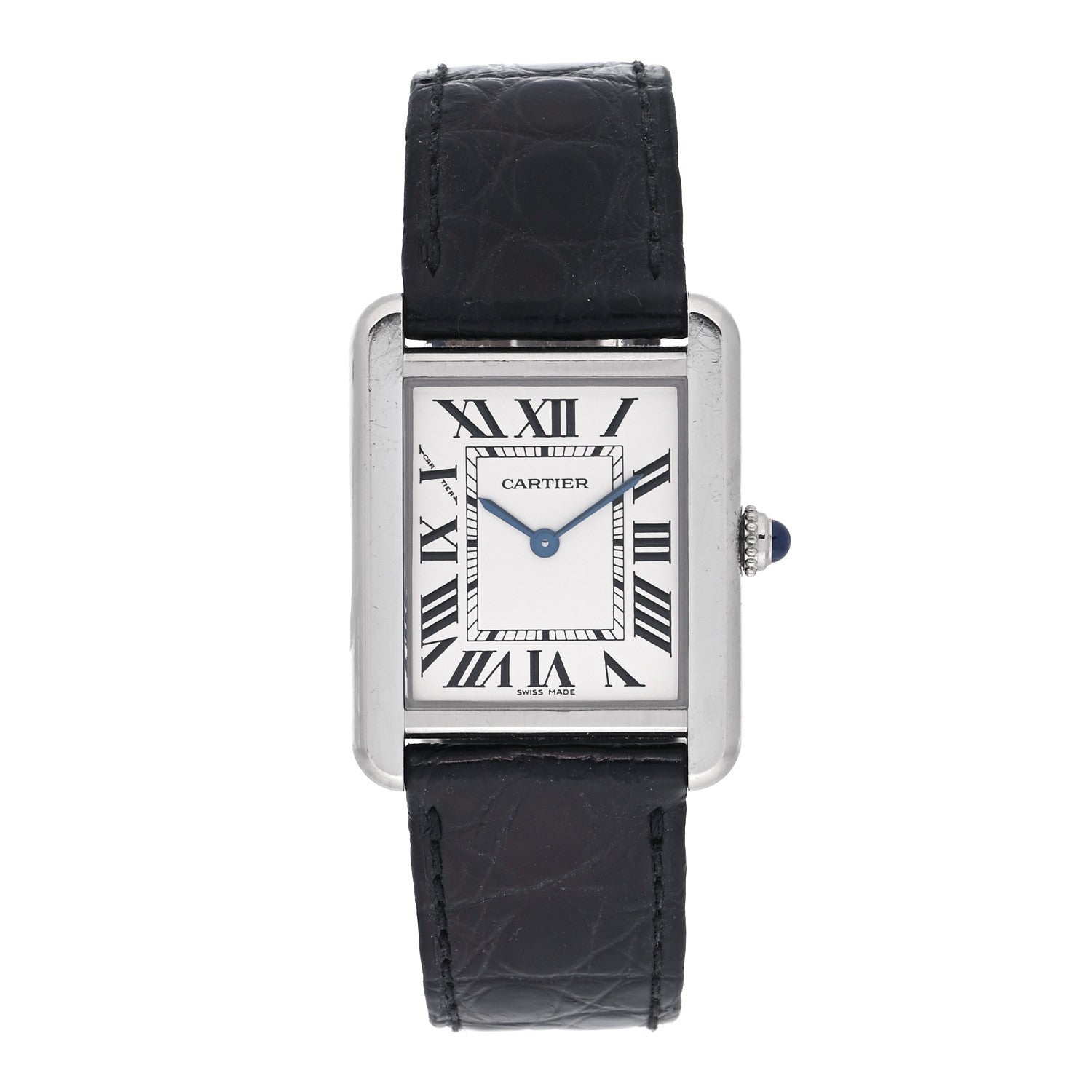 Cartier Stainless Steel Alligator 24mm Tank Solo Quartz Watch 1 of 5