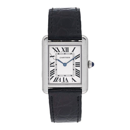 Cartier Stainless Steel Alligator 24mm Tank Solo Quartz Watch 1 of 5