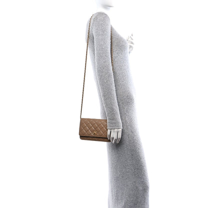 Chanel Lambskin Quilted CC Pearl Crush Wallet on Chain WOC Beige 2 of 11