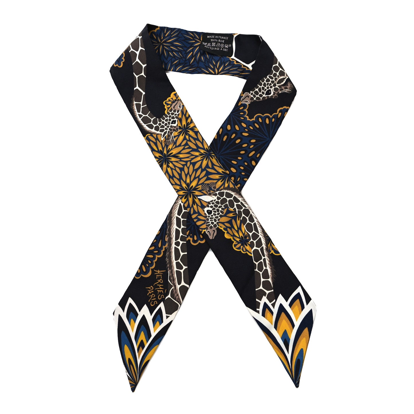 Silk Three Graces Twilly Black Gold Taupe