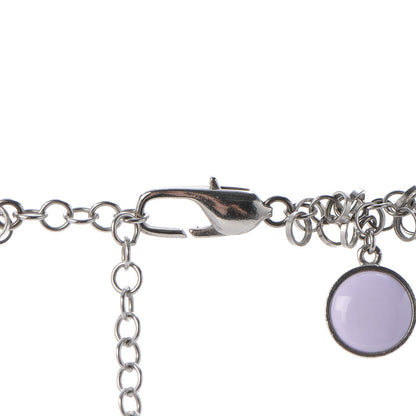 Chanel Enamel Plastic Flower Disc CC Necklace Pink Silver 5 of 12