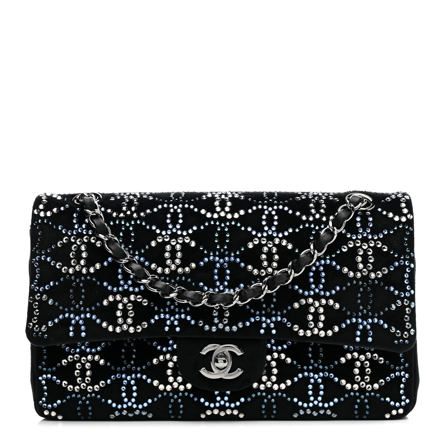 Chanel Velvet Crystal Medium Double Flap Black 1 of 14