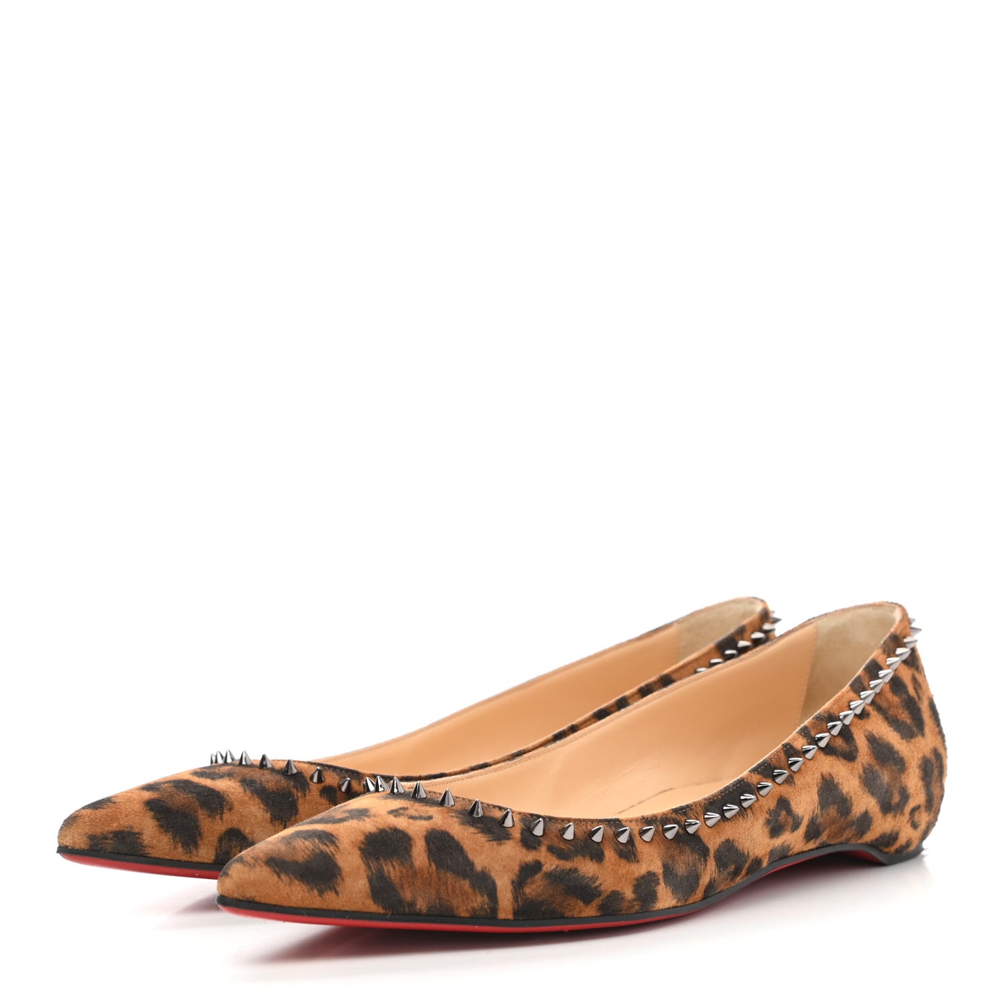 Veau Velours Studded Anjalina Flats 37.5 Leo Gun Metal