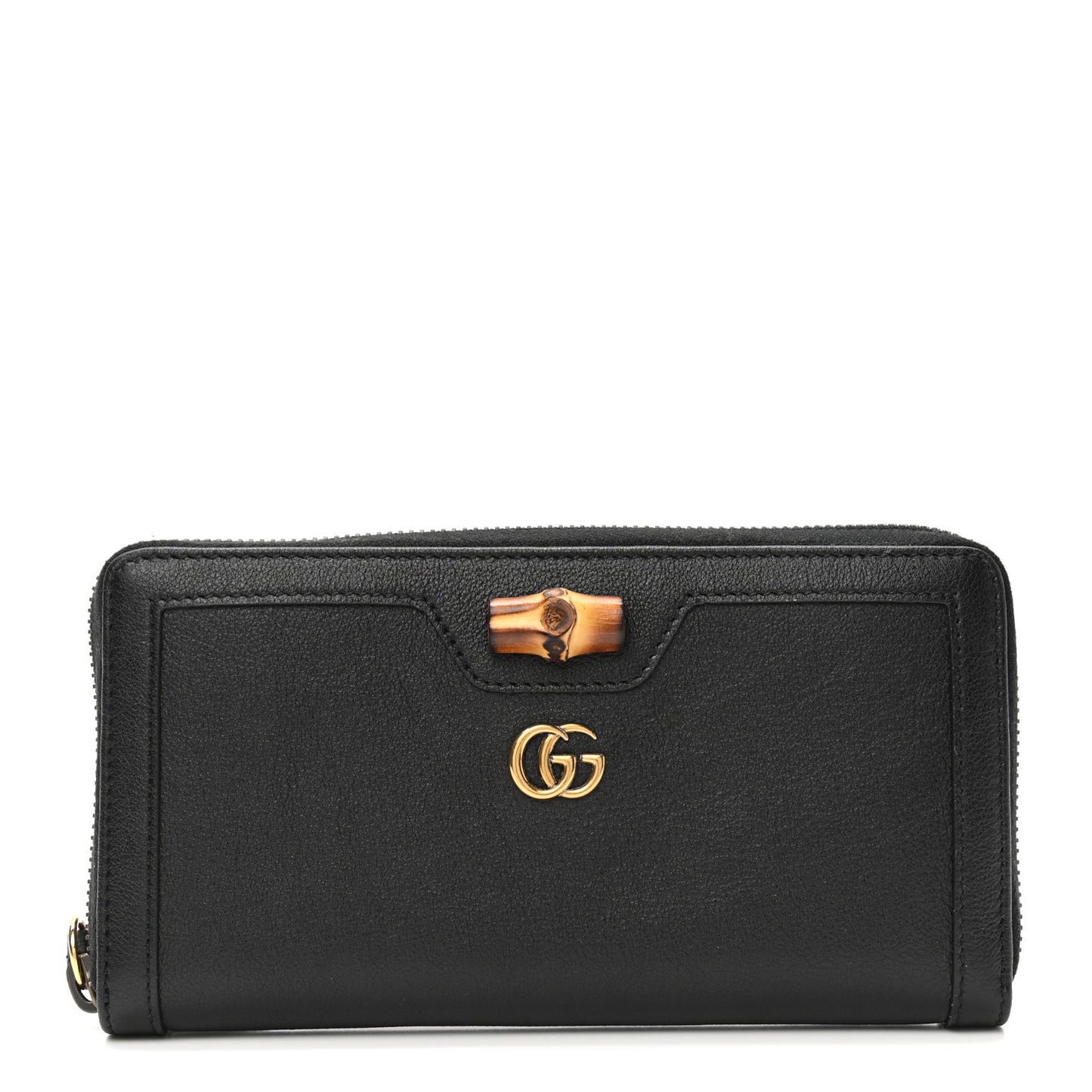 Wonka Grain Calfskin Diana Continental Wallet Black