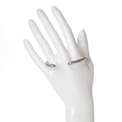 David Yurman Sterling Silver Diamond Amethyst 5mm Cable Classics Bracelet 2 of 5