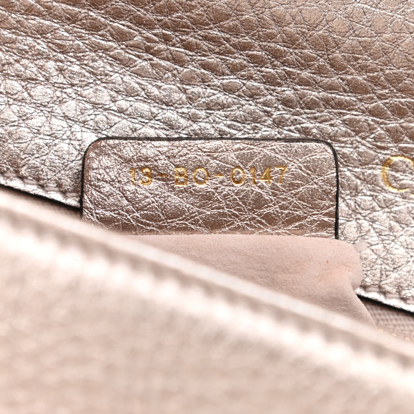 Metallic Grained Calfskin Small Diorama Flap Bag Copper
