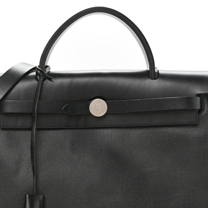Hermes Toile H Berline Vache Hunter Herbag Zip PM 31 Black Ecru 9 of 12