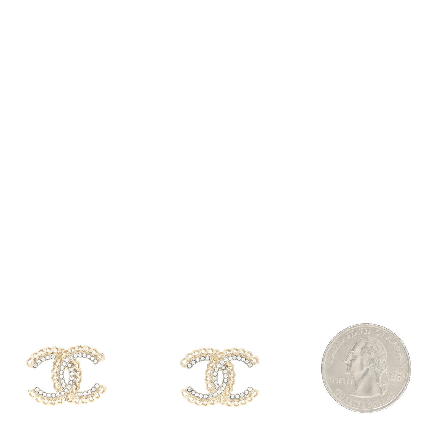 Crystal Chain CC Earrings Gold