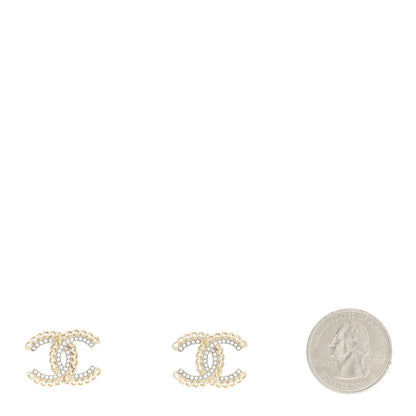 Chanel Crystal Chain CC Earrings Gold 3 of 10