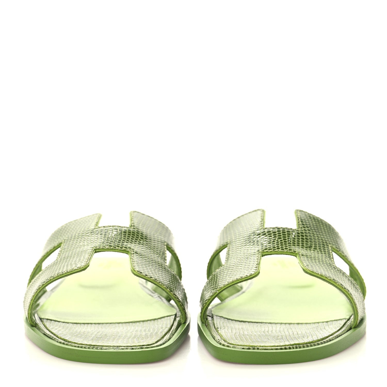 Hermes Lizard Oran Sandals 36.5 Vert Absinthe 3 of 10