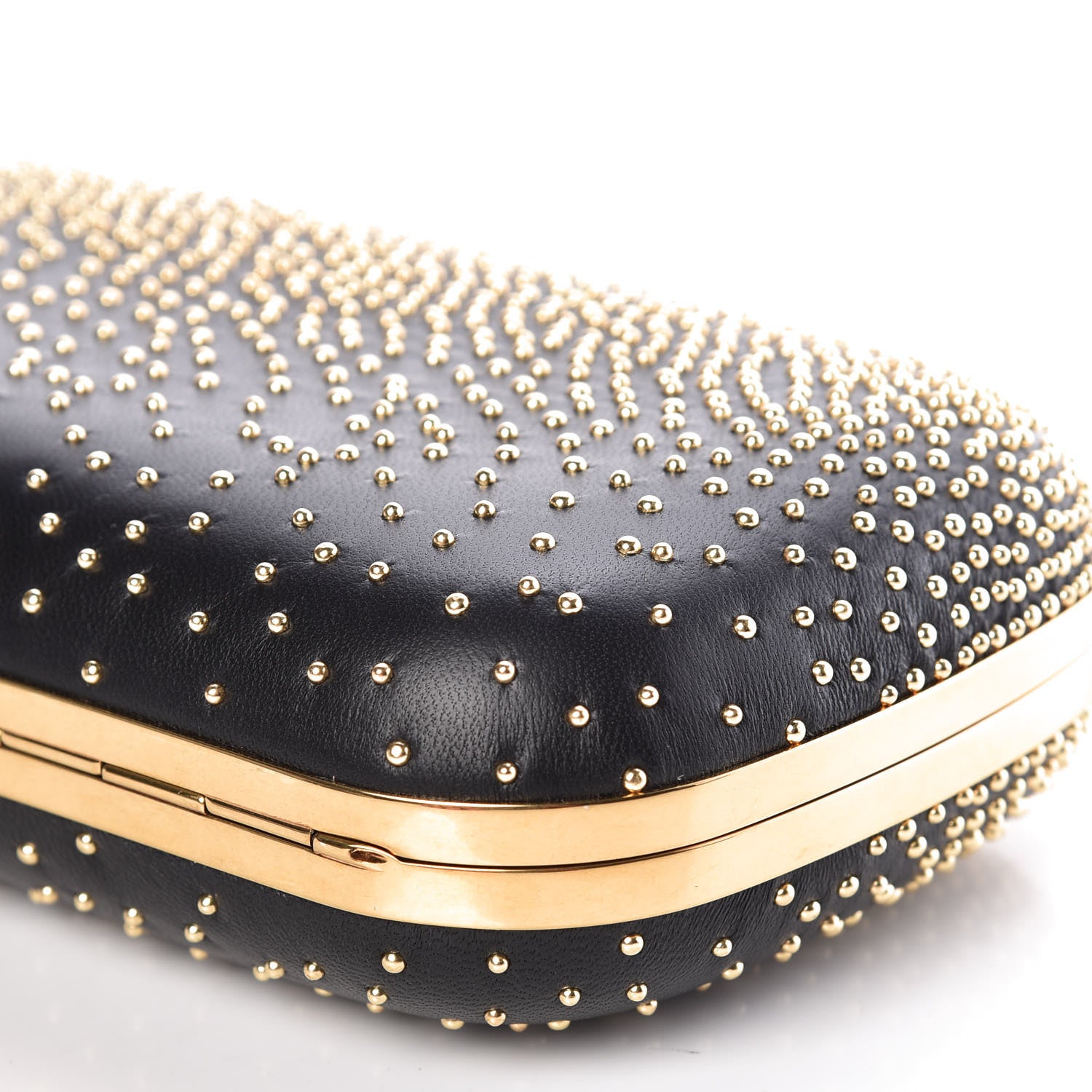 Alexander McQueen Crystal Nappa Queen and King Skull Box Chain Clutch Black Gold 9 of 9