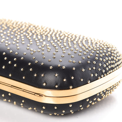 Alexander McQueen Crystal Nappa Queen and King Skull Box Chain Clutch Black Gold 9 of 9