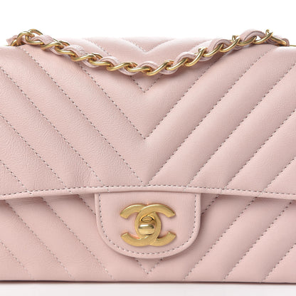 Chanel Calfskin Chevron Quilted Mini Rectangular Flap Light Pink 8 of 12