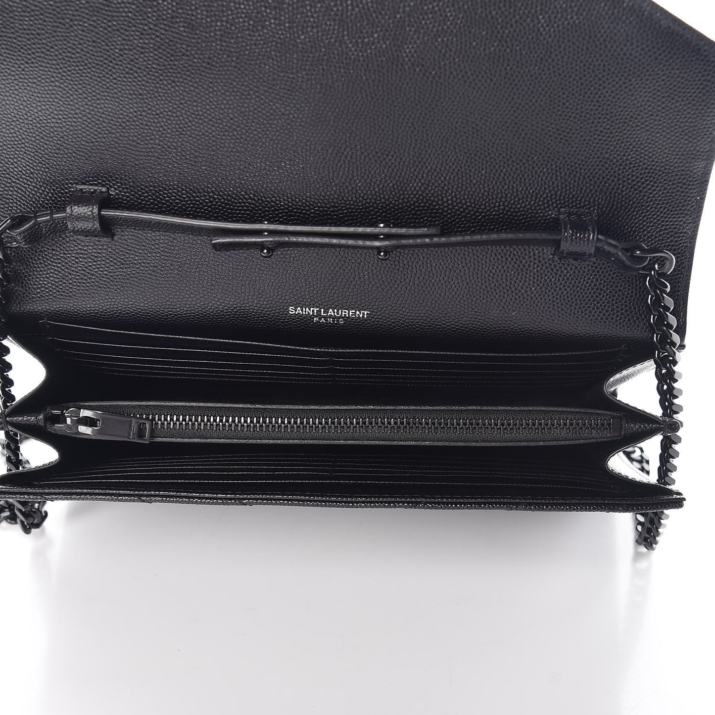 Grain De Poudre Matelasse Chevron Monogram Chain Wallet Black