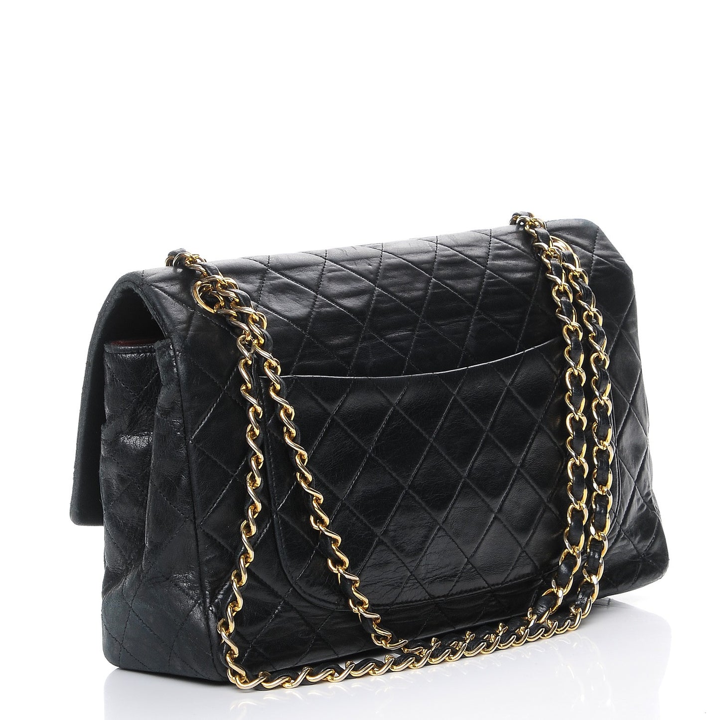 Lambskin Medium Single Flap Black