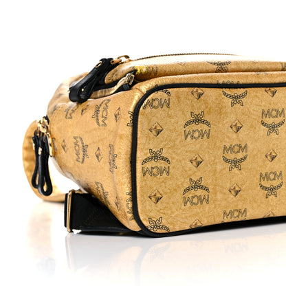 MCM Metallic Visetos Studded Small Dual Stark Backpack Gold 9 of 13