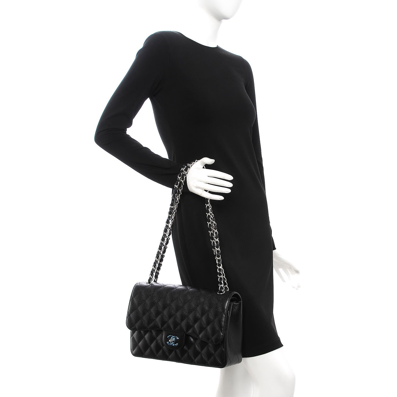 Chanel Caviar Quilted Jumbo Double Flap Black 3 of 9