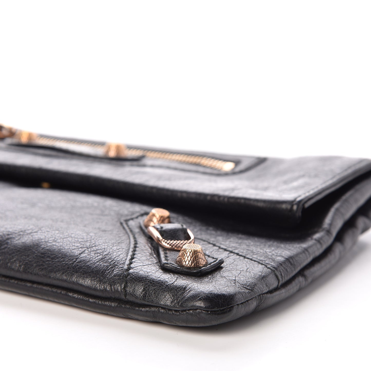 Agneau Giant 12 Rose Gold Hardware Envelope Clutch Black