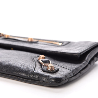 Balenciaga Agneau Giant 12 Rose Gold Hardware Envelope Clutch Black 6 of 12