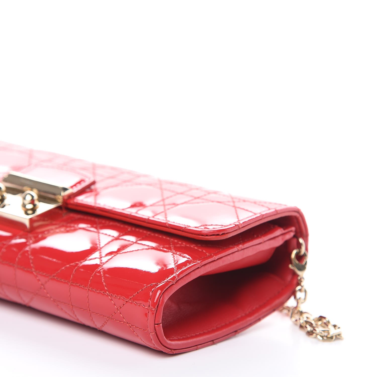 Christian Dior Patent Cannage Miss Dior Chain Wallet Red 9 of 12