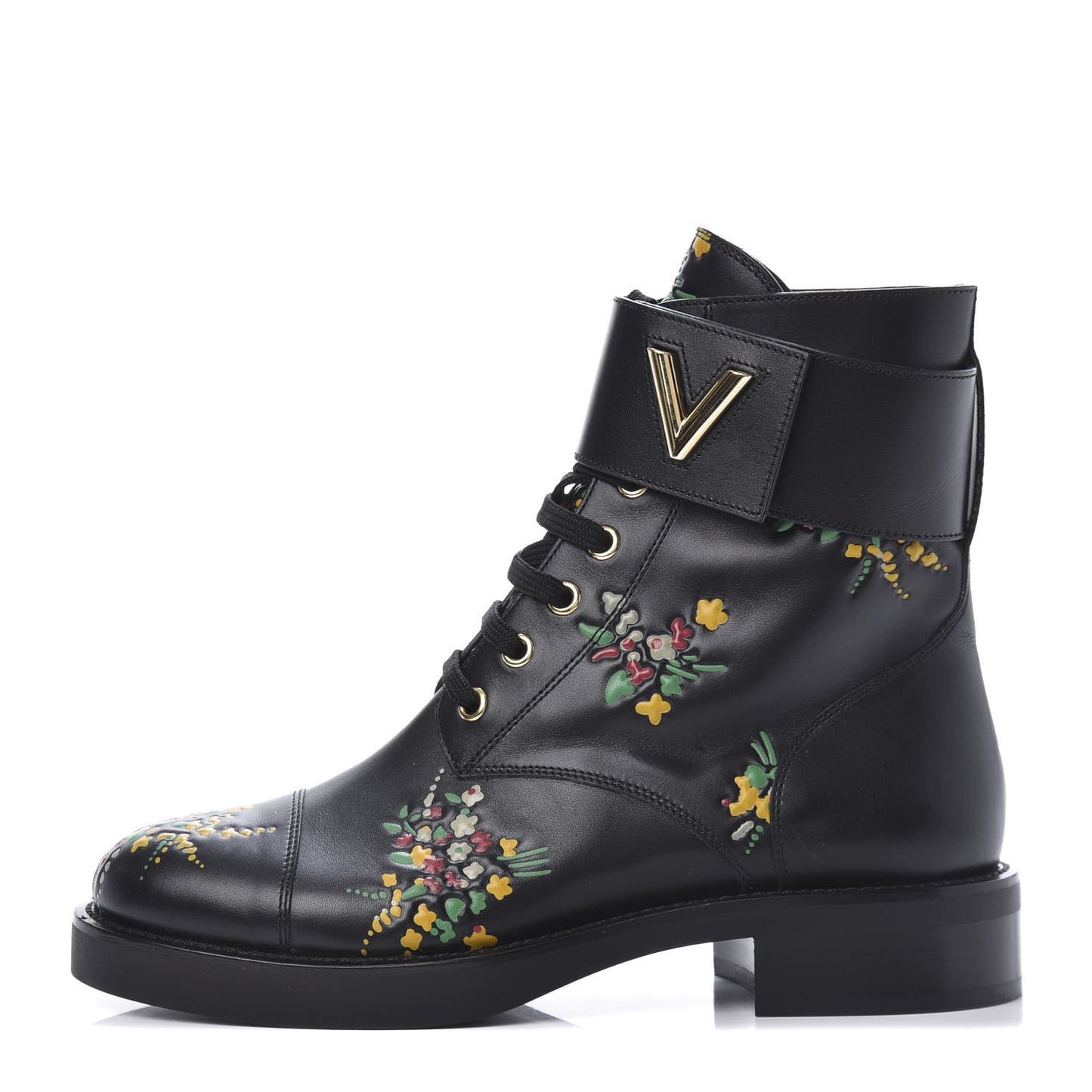 Calfskin Wonderland Ranger Flowers Boots 37.5 Black