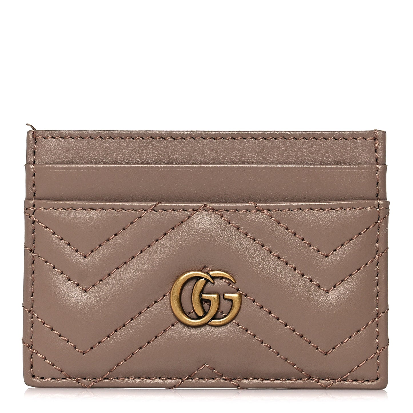 Calfskin Matelasse GG Marmont Card Holder Porcelain Rose