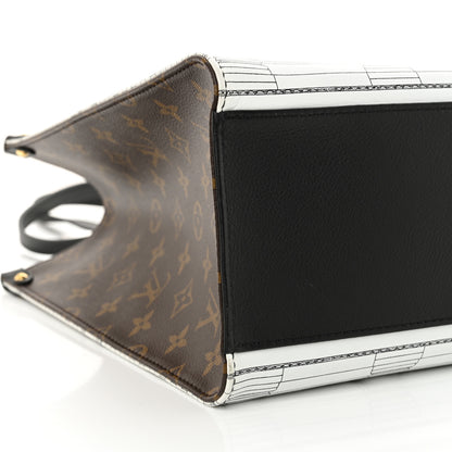 Louis Vuitton X FORNASETTI Calfskin Architettura Onthego MM Black White 8 of 9