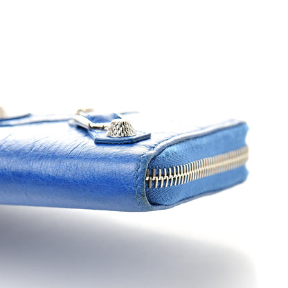Balenciaga Agneau Giant 12 Silver Hardware Continental Zip Around Wallet Bleu Lazuli 11 of 11