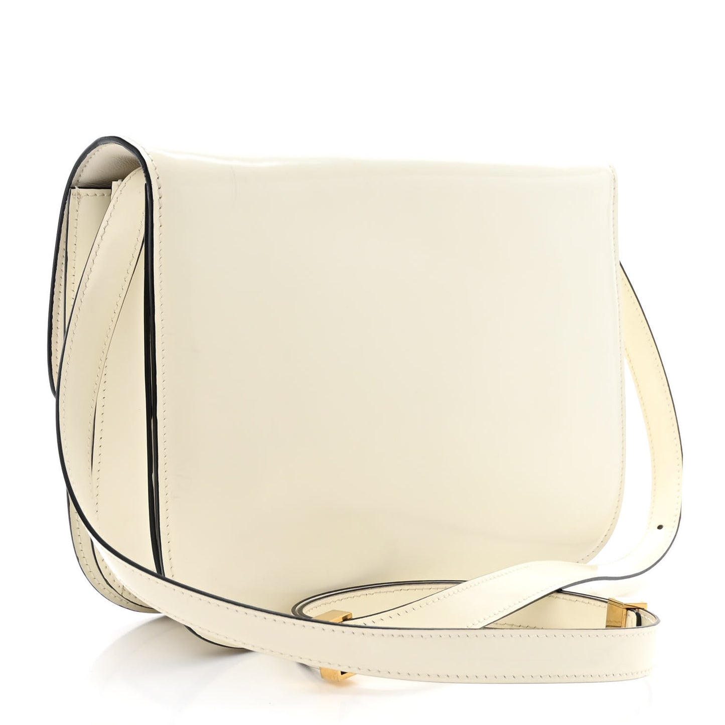 Spazzolato Calfskin Medium Classic Box Flap Bag White