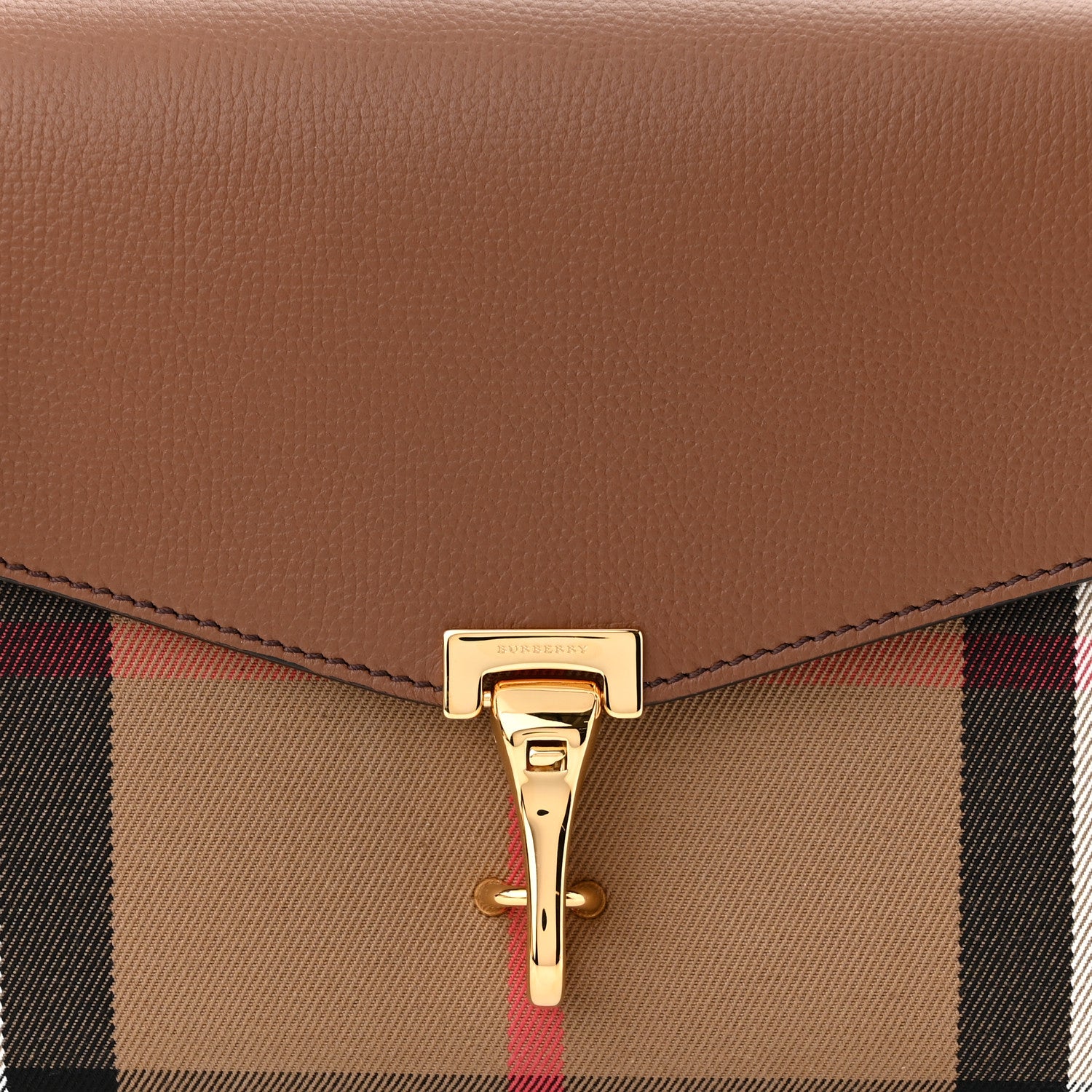 Burberry Derby Calfskin House Check Small Macken Crossbody Bag Tan 9 of 11