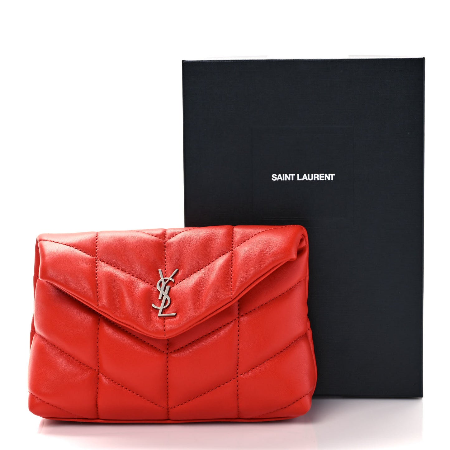 Lambskin Monogram Loulou Puffer Pouch Clutch Coral