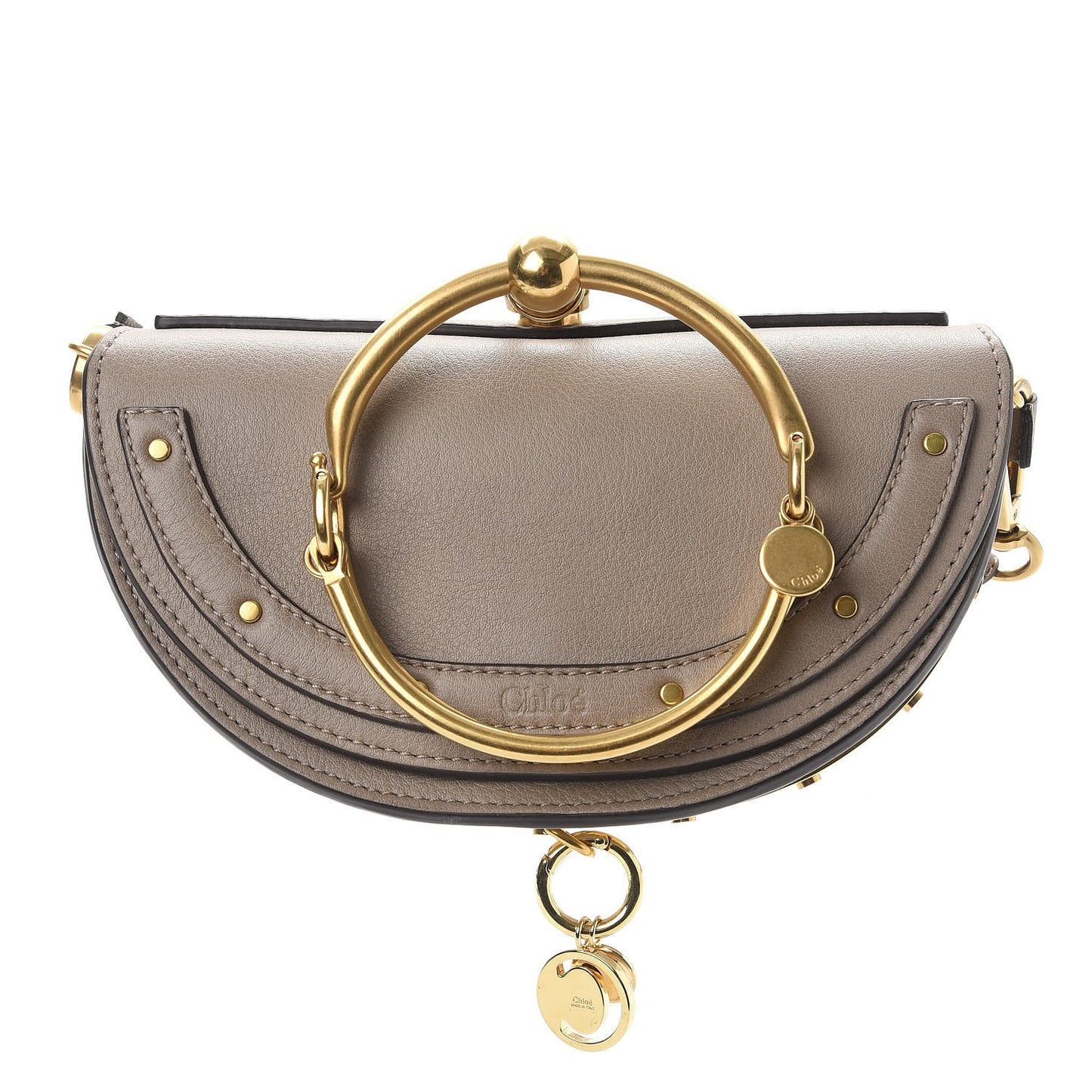 Calfskin Small Nile Bracelet Minaudiere Bag Motty Grey