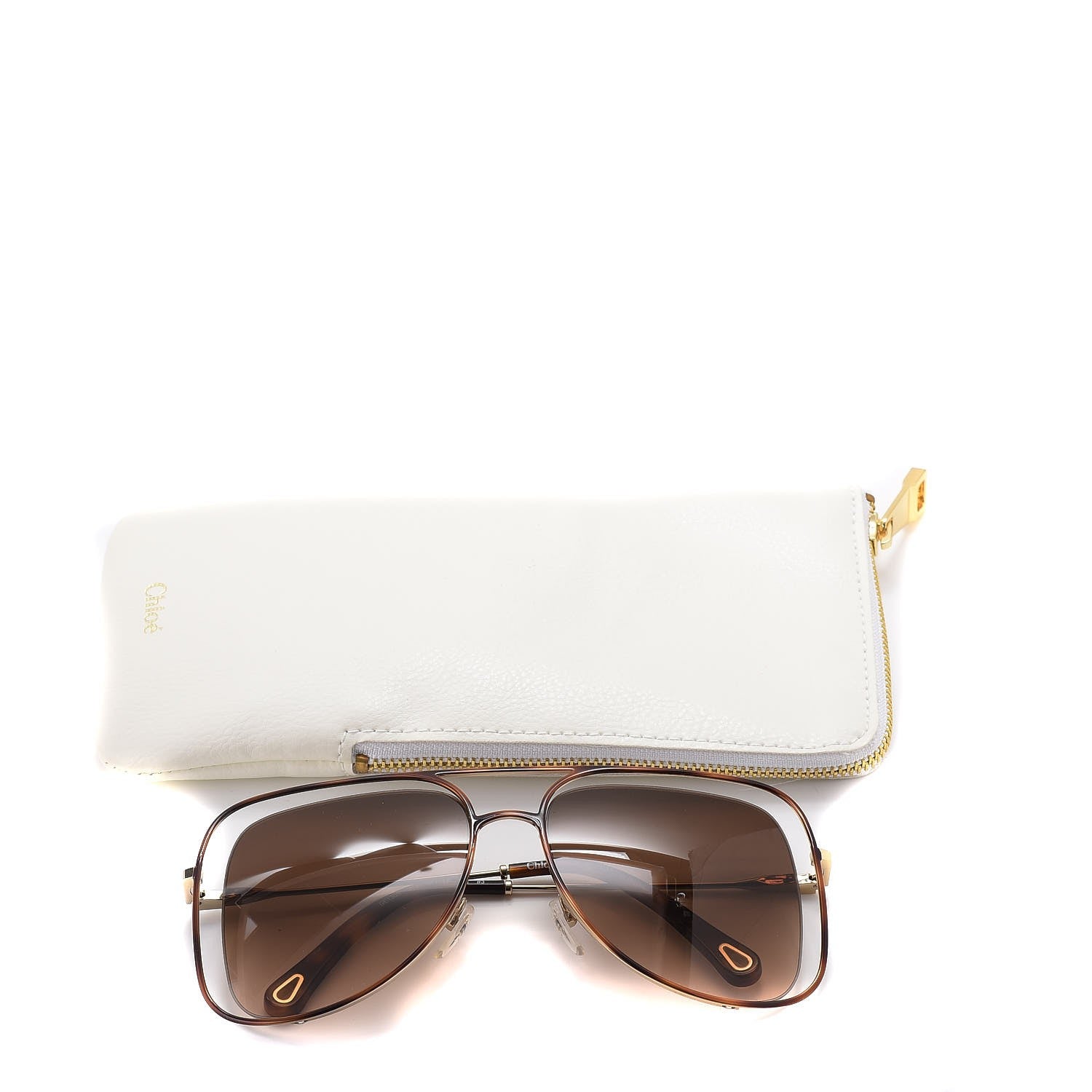 Chloe Poppy Aviator Sunglasses CE 130S Gold Havana 9 of 9