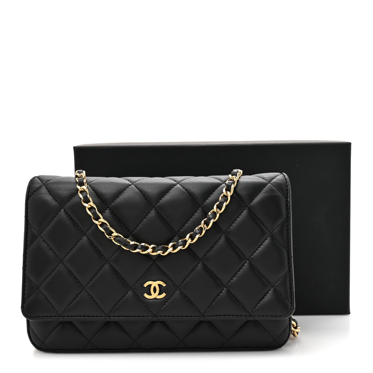 Chanel Lambskin Quilted Wallet On Chain WOC Black 12 of 12