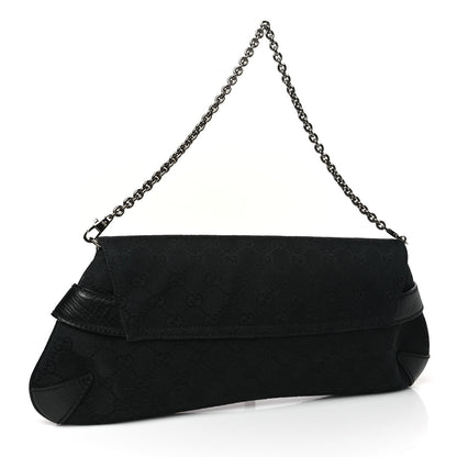 Gucci Monogram Horsebit Chain Clutch Black 3 of 9