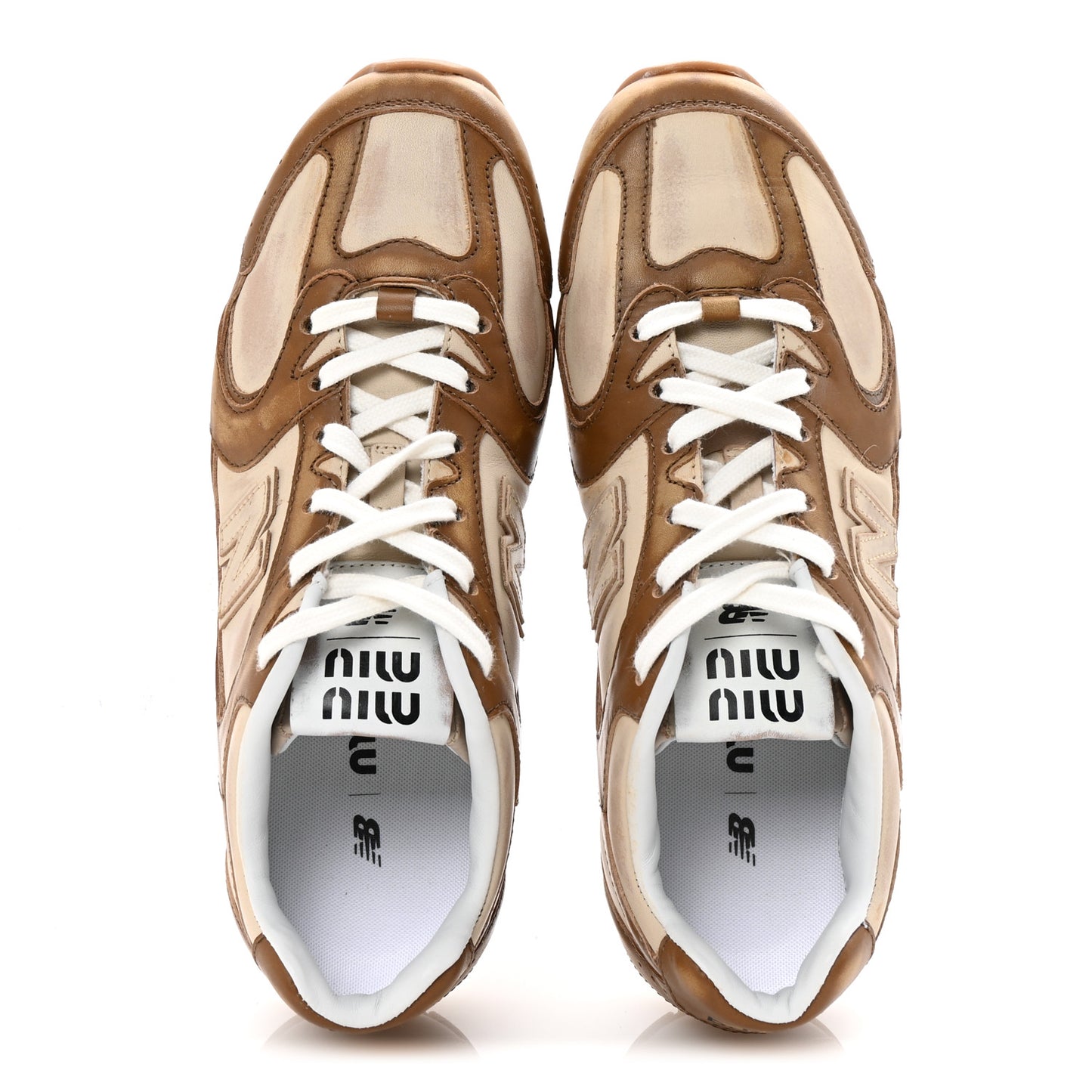 X NEW BALANCE Bleached Calfskin 530 SL Sneakers 38 Cinnamon Travertine Gray