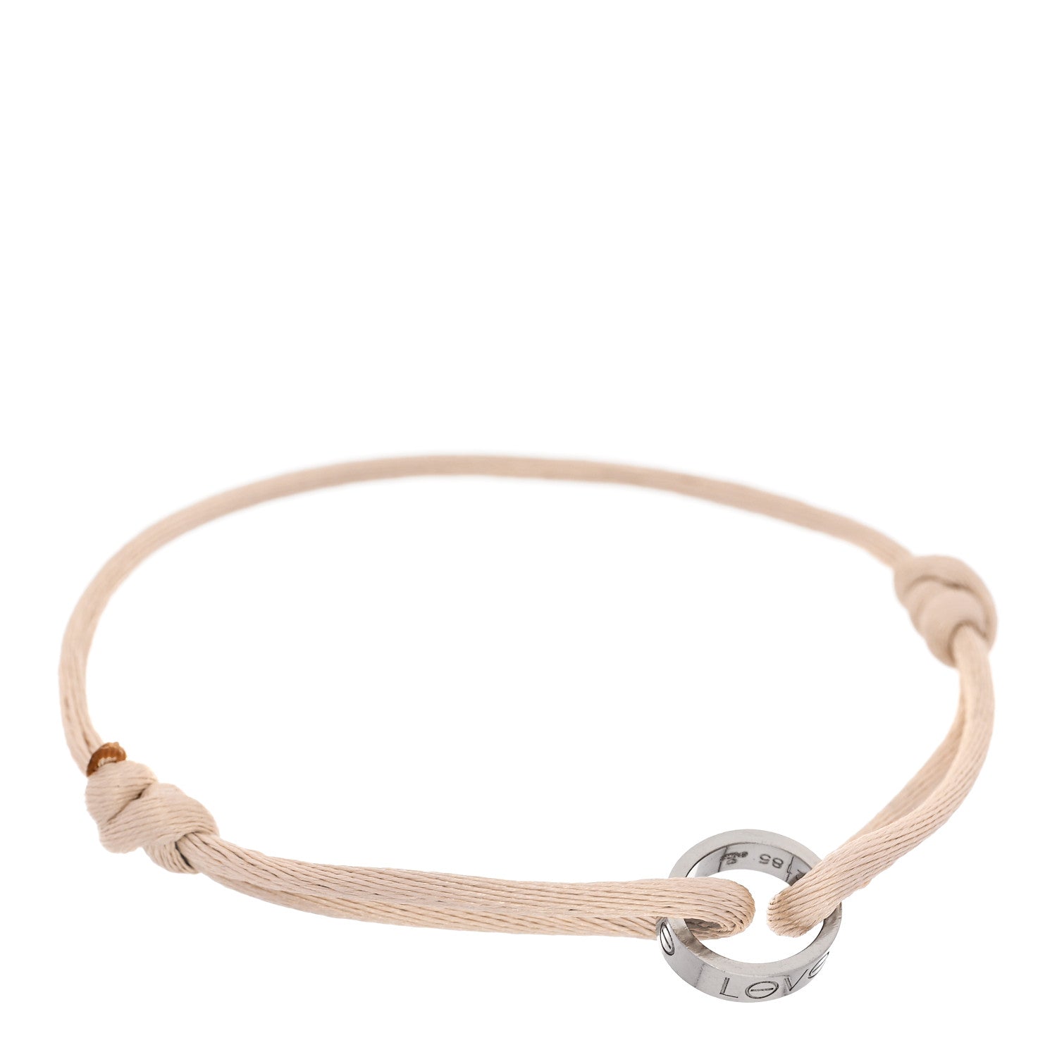 Cartier 18K White Gold Charity LOVE Adjustable Cord Bracelet Beige 1 of 4