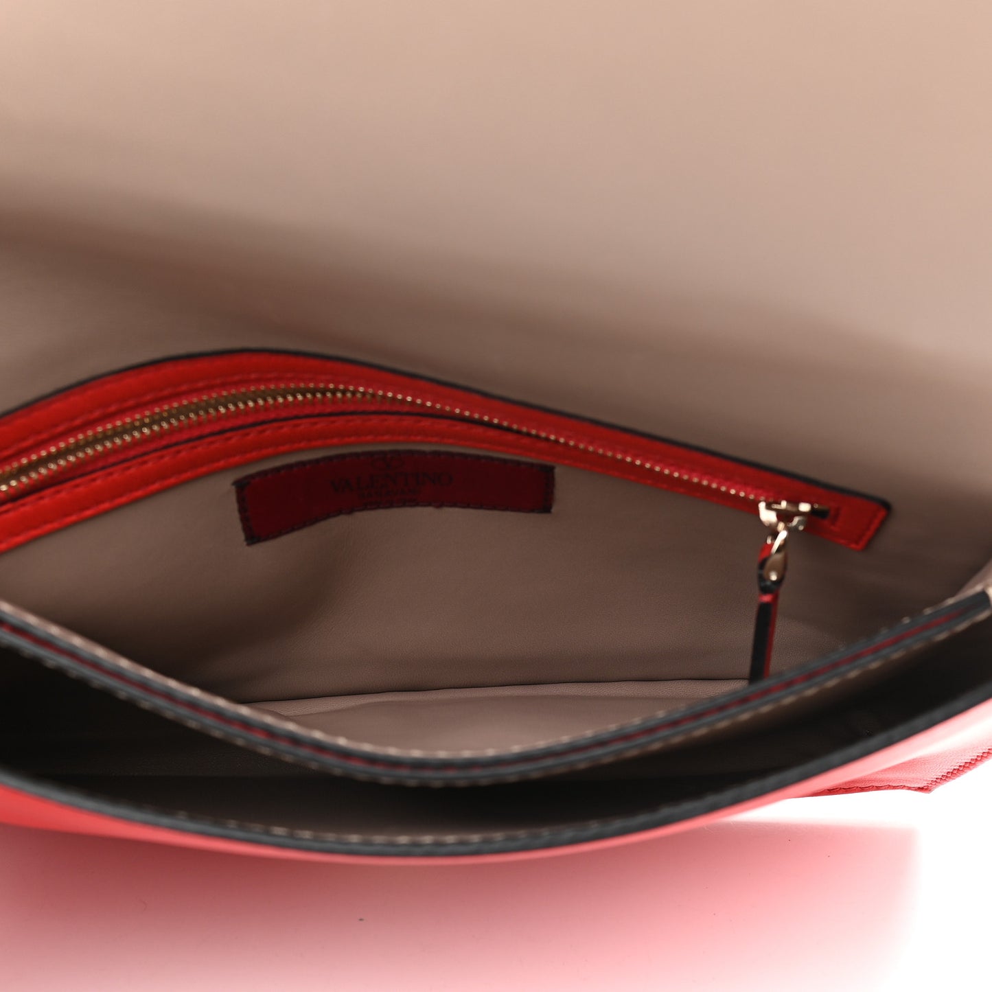 Nappa Rockstud Wristlet Clutch Deep Orange