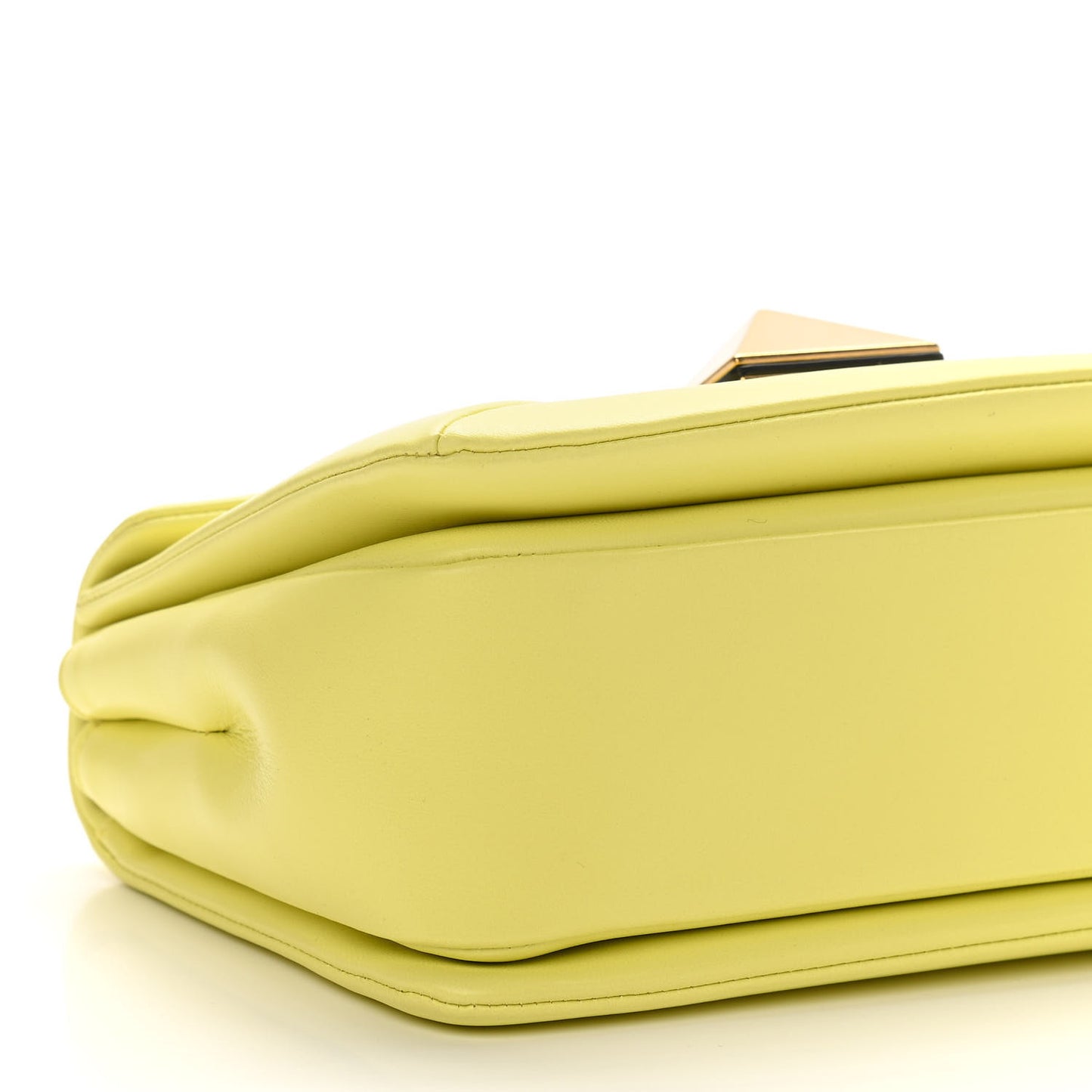Nappa One Stud Chain Clutch Pale Yellow