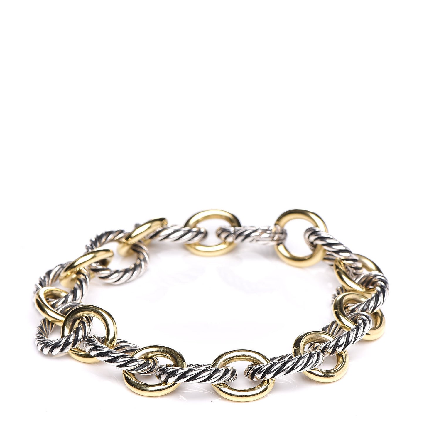 Sterling Silver 18K Yellow Gold 12mm Large Oval Link Bracelet