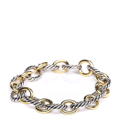 David Yurman Sterling Silver 18K Yellow Gold 12mm Large Oval Link Bracelet 1 of 3