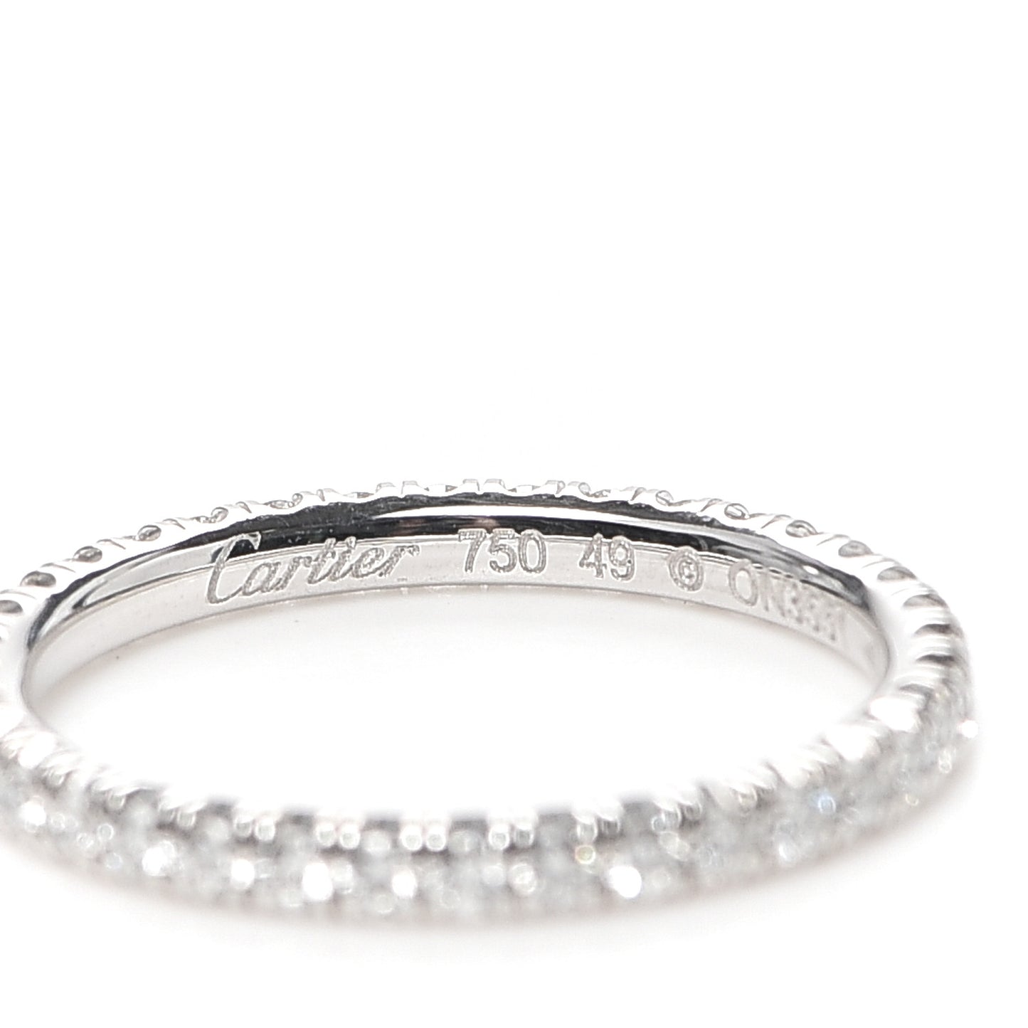 18K White Gold Diamond 2mm Etincelle de Cartier Wedding Band Ring 49 5
