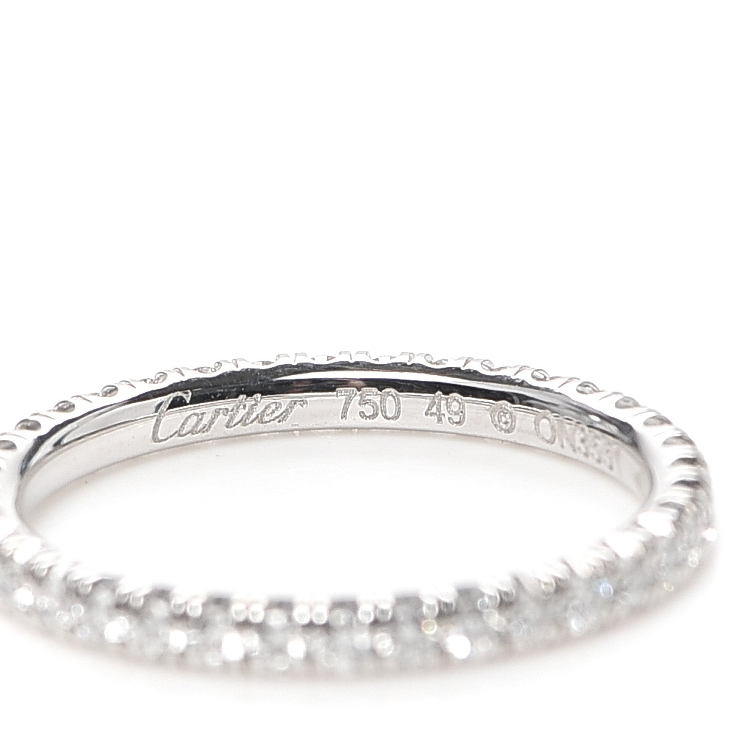 Cartier 18K White Gold Diamond 2mm Etincelle de Cartier Wedding Band Ring 49 5 4 of 4