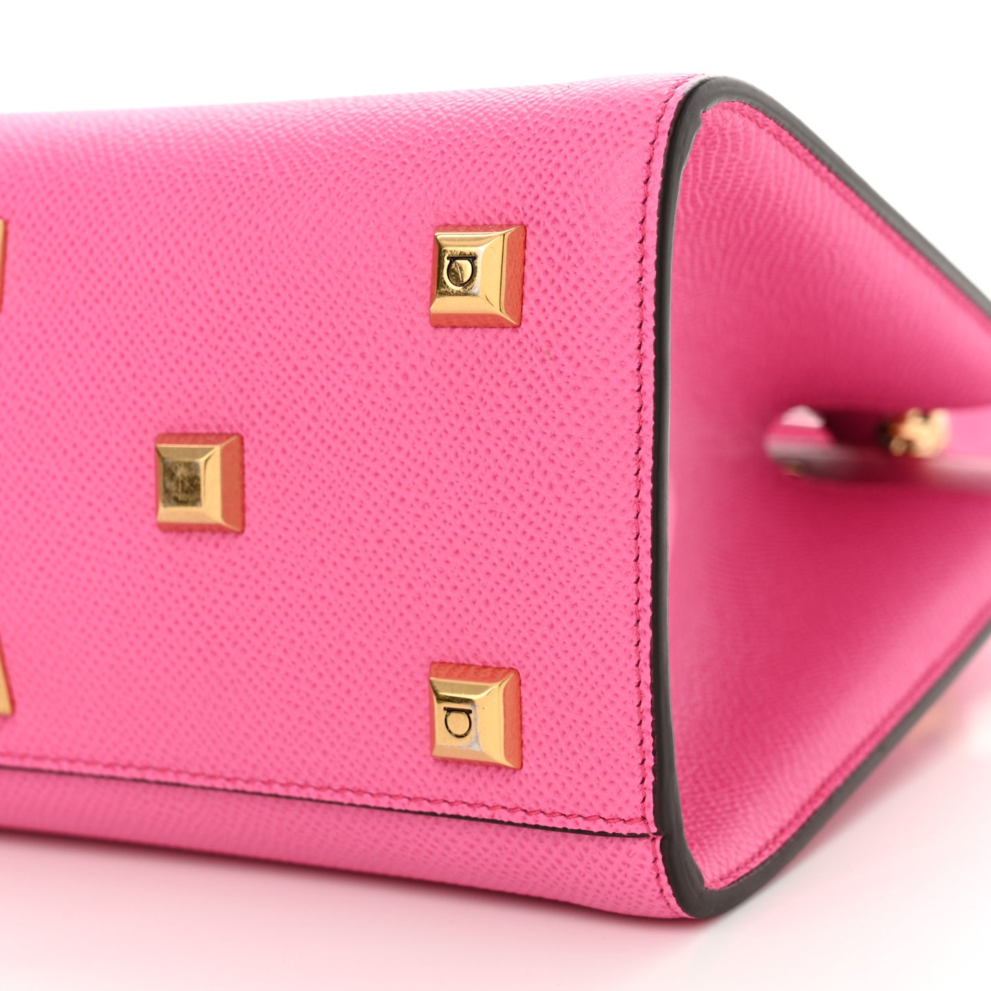 Hammered Calfskin Small The Studio Box Bag Hot Pink
