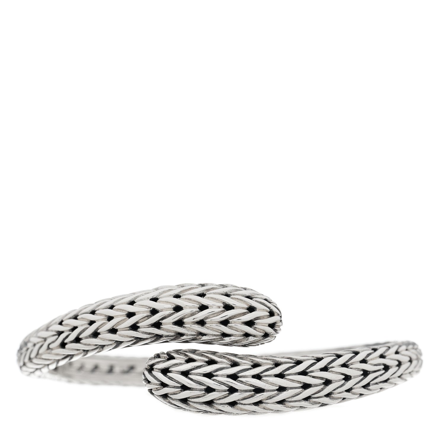 John Hardy Sterling Silver Classic Chain Small Bypass Kick Cuff Bracelet 1 of 3