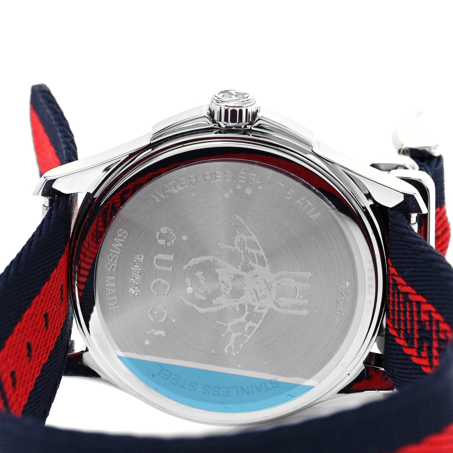 Gucci Stainless Steel Nylon 38mm Le Marche Des Merveilles Snake Quartz Watch Navy 4 of 5