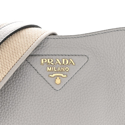 Prada Vitello Daino Soft Mini Hobo Messenger Bag Granite Gray 7 of 12