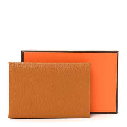 Hermes Chevre Mysore Verso Calvi Duo Card Case Caramel Mauve Sylvestre 8 of 8