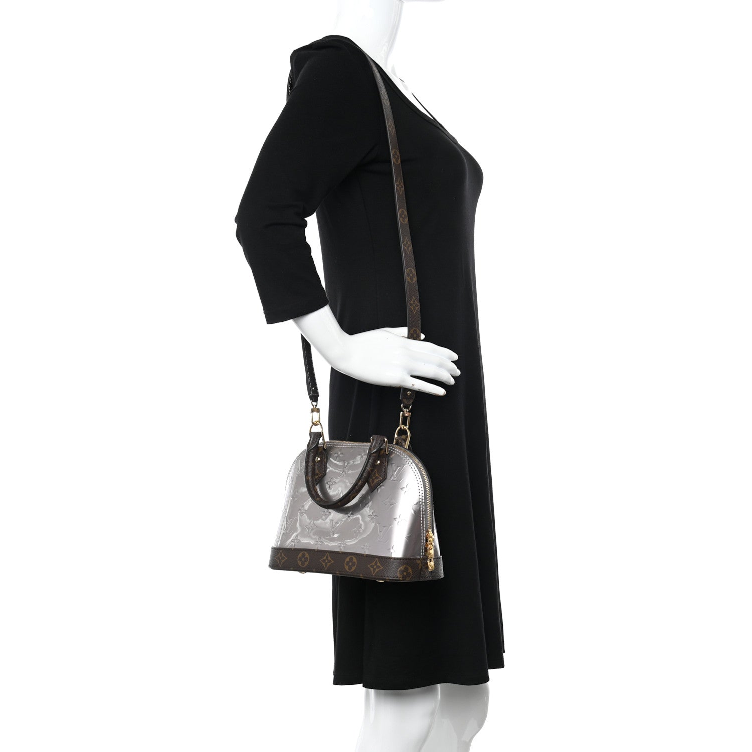 Louis Vuitton Vernis Monogram Alma BB Taupe Metallise 2 of 12