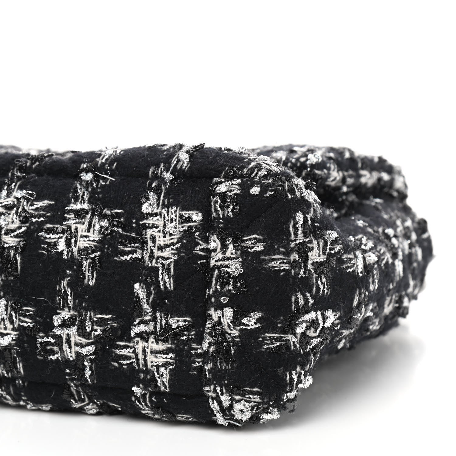 Chanel Tweed Quilted Large Chanel 19 Flap Black Silver Ecru 6 of 8